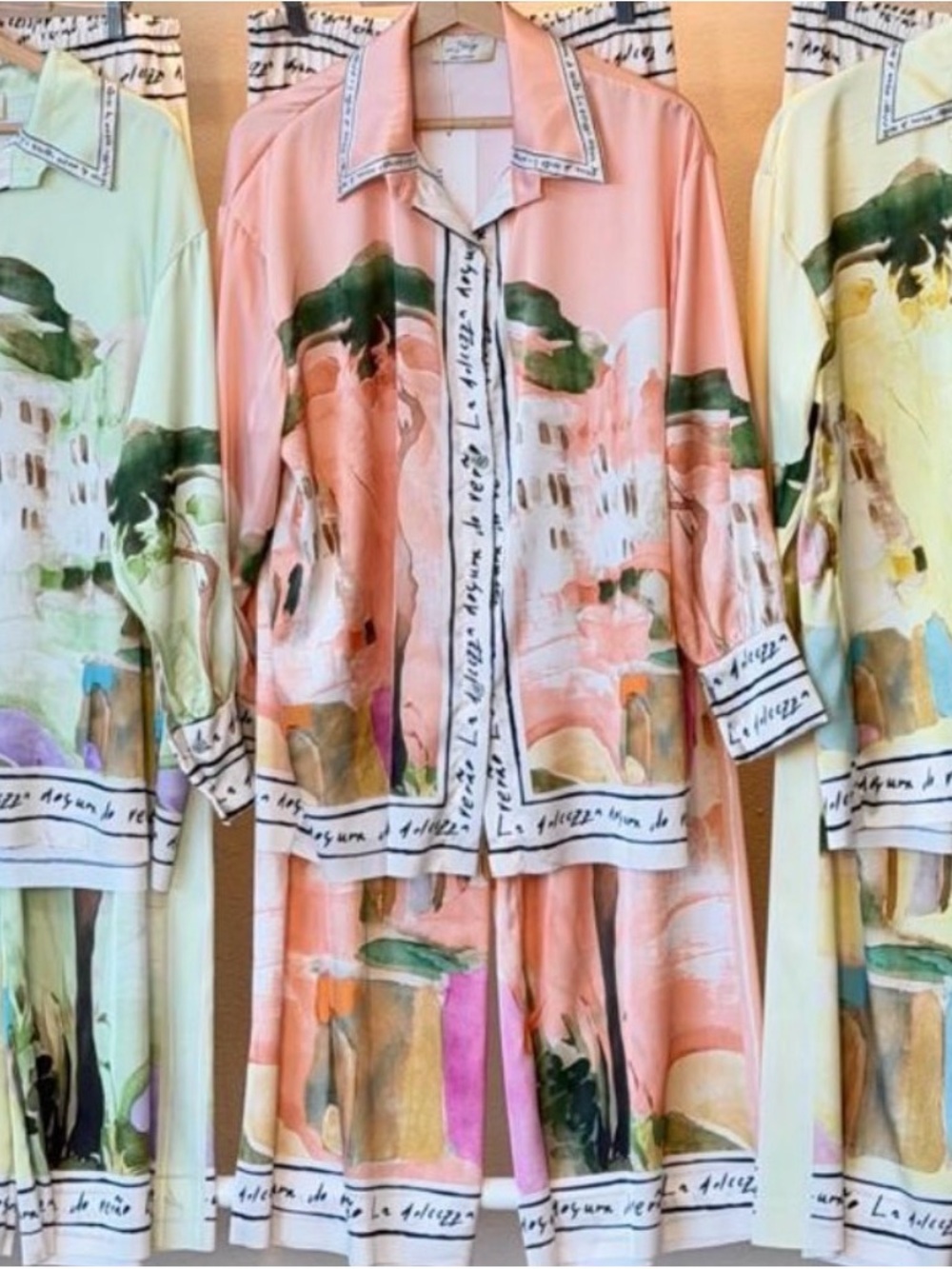 Pastel Watercolor Button-Up Set with pants